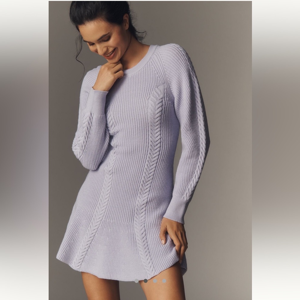 Anthropologie Knit Skater Dress Lavender Purple